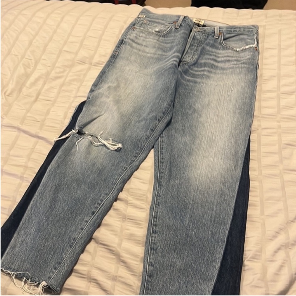 Citizens Of Humanity High Rise Jeans - Faded and Deep Blue